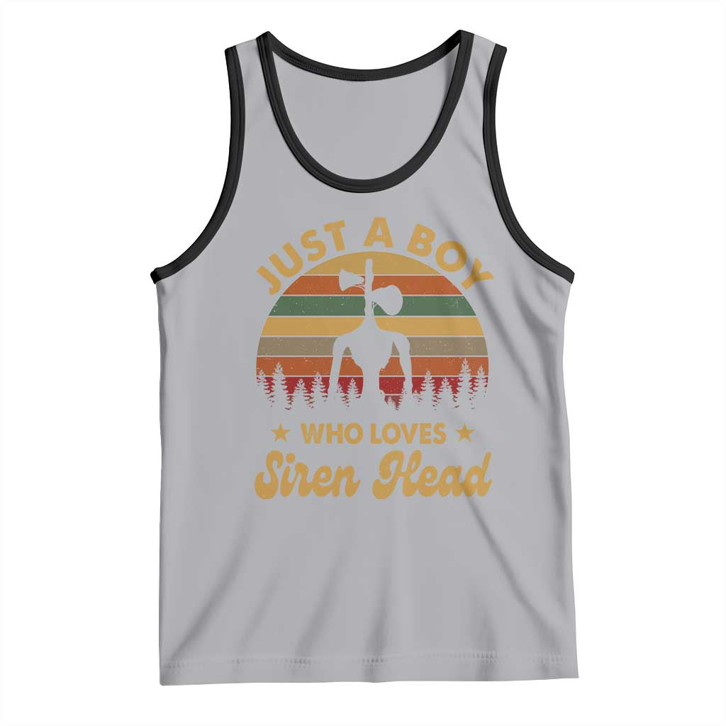 Funny Just A Boy Who Loves Siren Head Tank Top Supernatural Cryptid Retro Monster TS11 Athletic Heather Black Print Your Wear