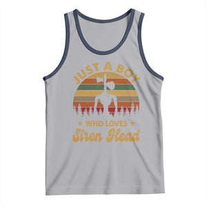 Funny Just A Boy Who Loves Siren Head Tank Top Supernatural Cryptid Retro Monster TS11 Athletic Heather Navy Print Your Wear