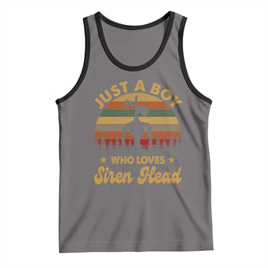Funny Just A Boy Who Loves Siren Head Tank Top Supernatural Cryptid Retro Monster TS11 Deep Heather Black Print Your Wear