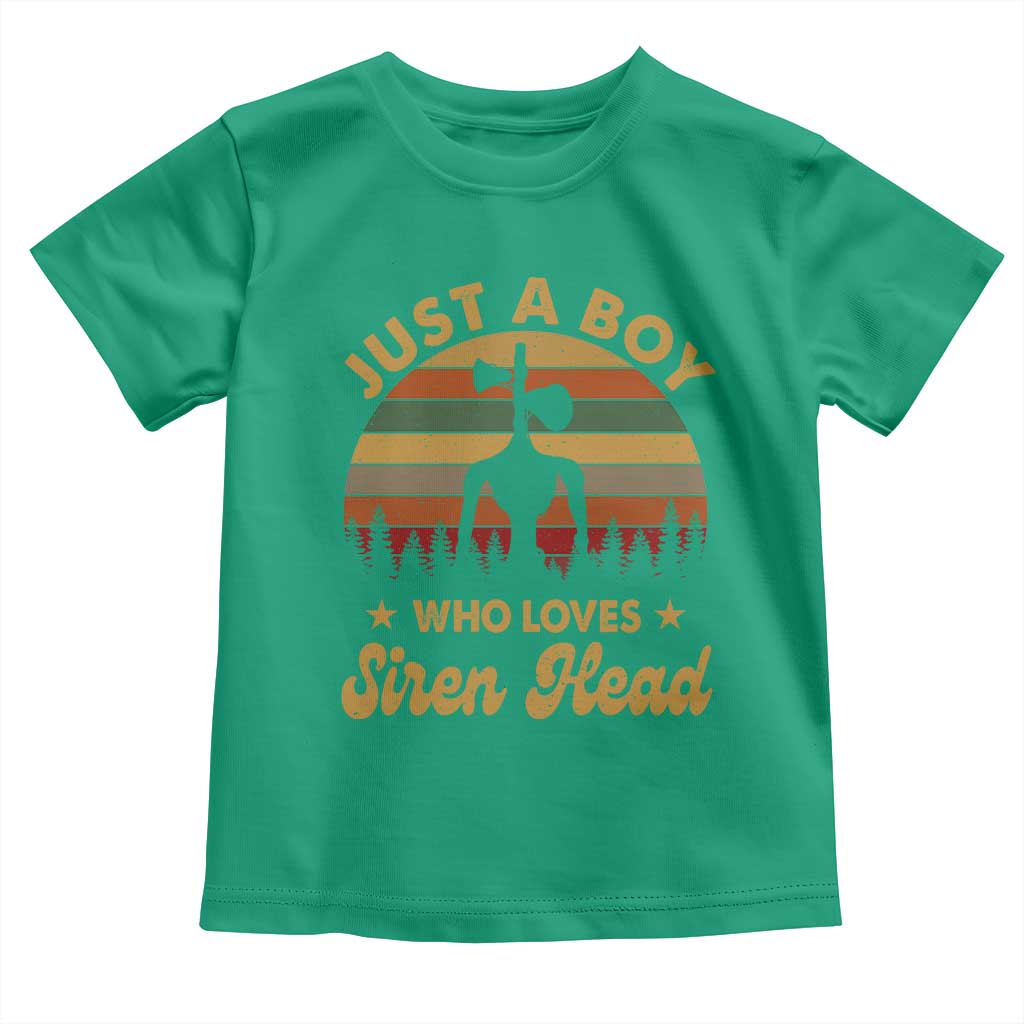 Funny Just A Boy Who Loves Siren Head Toddler T Shirt Supernatural Cryptid Retro Monster TS11 Irish Green Print Your Wear