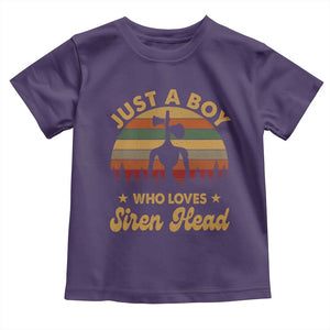 Funny Just A Boy Who Loves Siren Head Toddler T Shirt Supernatural Cryptid Retro Monster TS11 Purple Print Your Wear