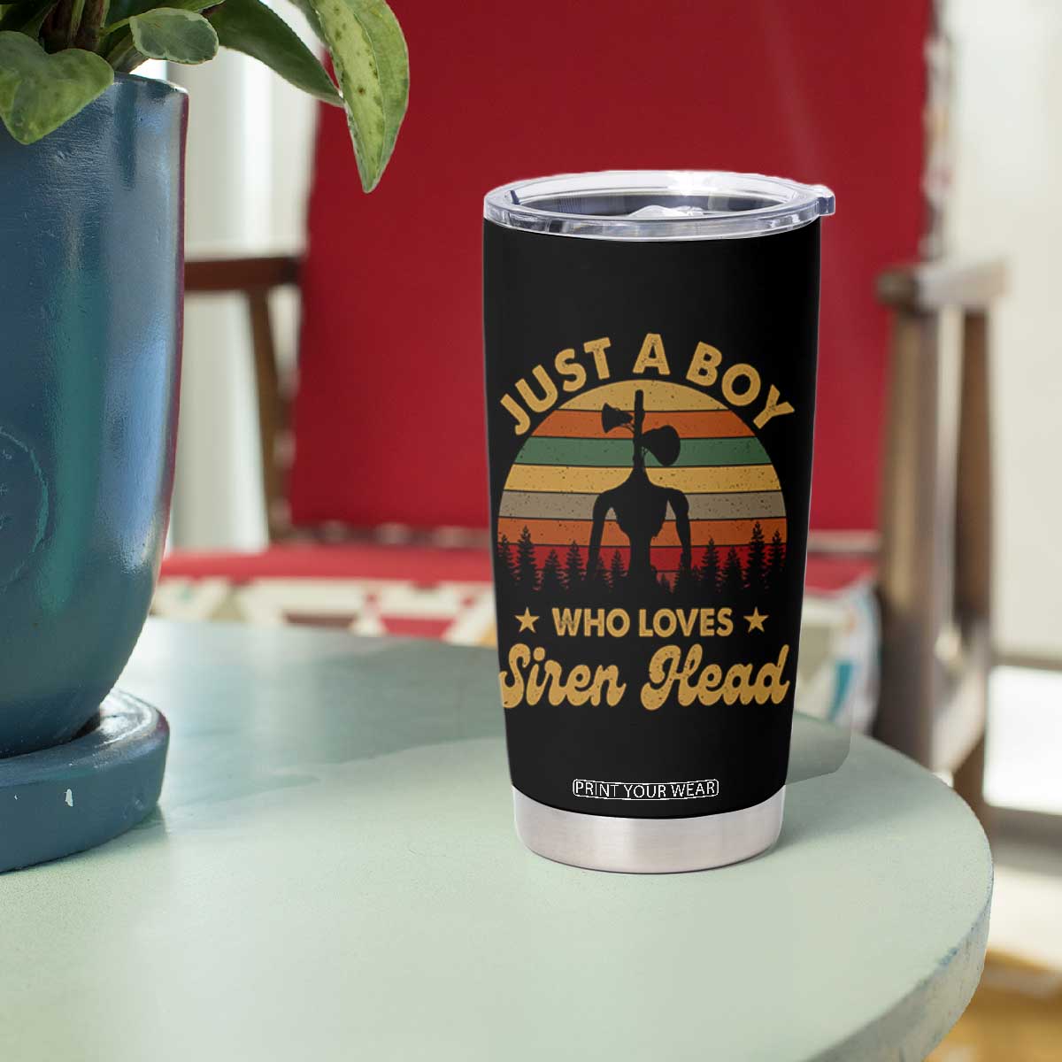 Funny Just A Boy Who Loves Siren Head Tumbler Cup Supernatural Cryptid Retro Monster TS11 Print Your Wear