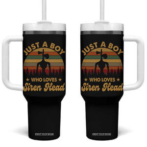Funny Just A Boy Who Loves Siren Head Tumbler With Handle Supernatural Cryptid Retro Monster TS11 One Size: 40 oz Black Print Your Wear