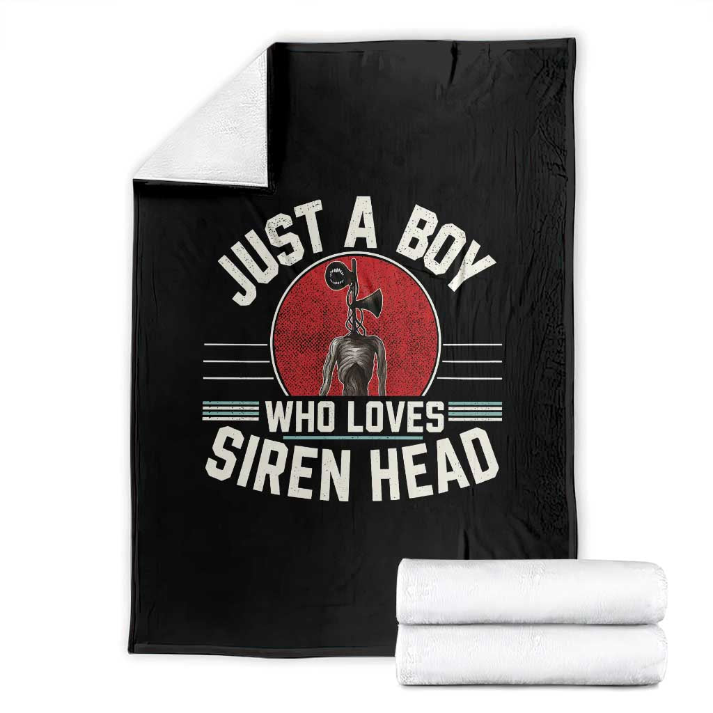 Funny Just A Boy Who Loves Siren Head Throw Blanket Supernatural Cryptid Monster - Print Your Wear