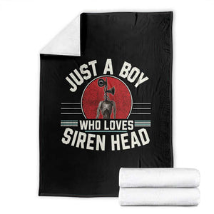 Funny Just A Boy Who Loves Siren Head Throw Blanket Supernatural Cryptid Monster - Print Your Wear