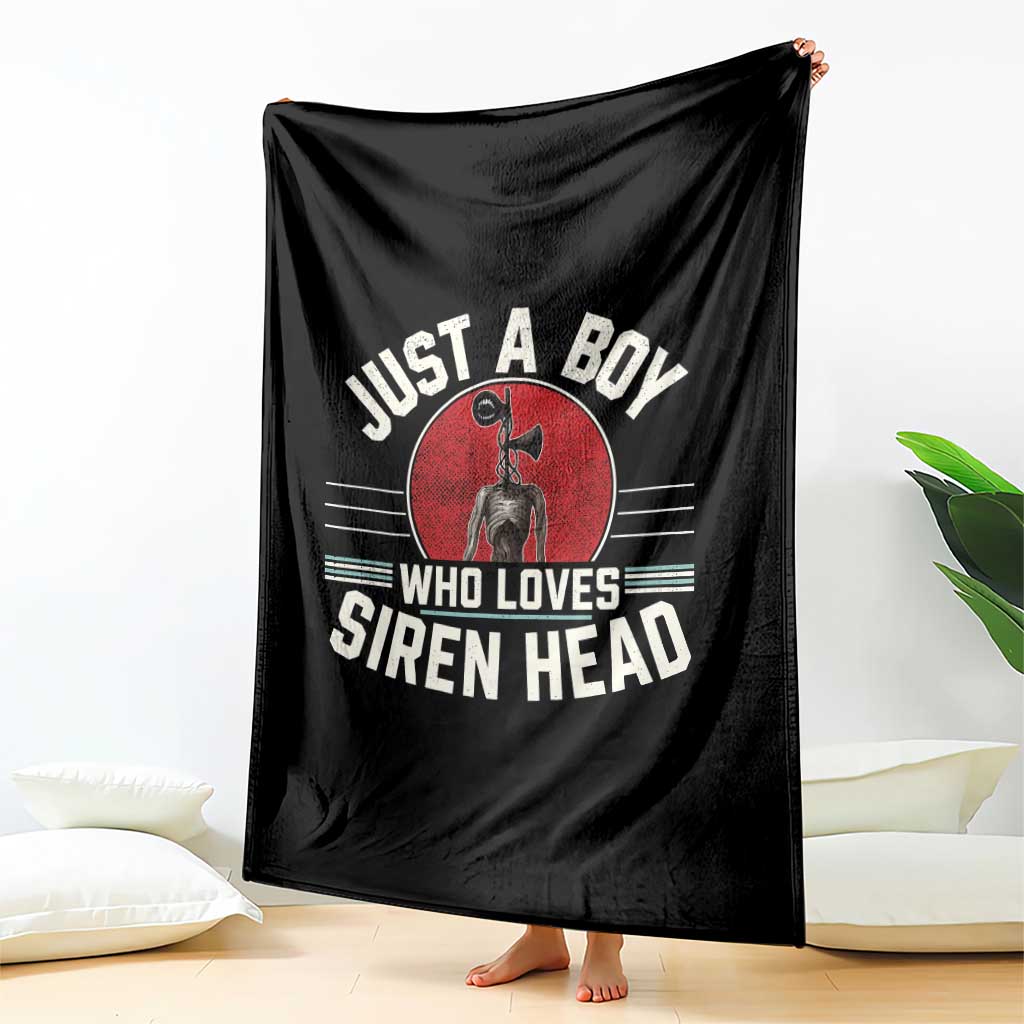 Funny Just A Boy Who Loves Siren Head Throw Blanket Supernatural Cryptid Monster TS11 Print Your Wear