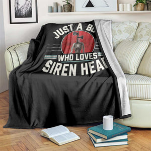 Funny Just A Boy Who Loves Siren Head Throw Blanket Supernatural Cryptid Monster - Print Your Wear