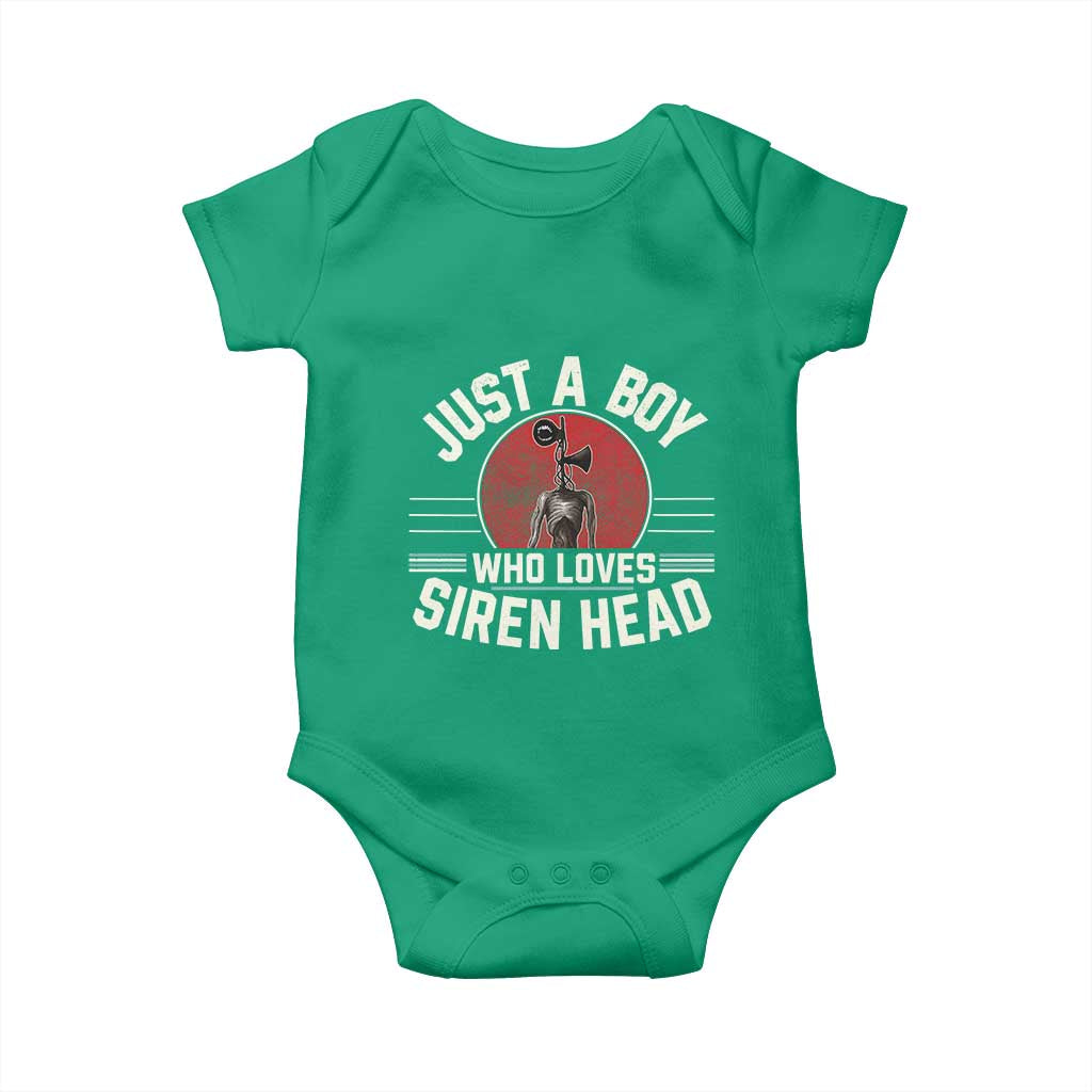 Funny Just A Boy Who Loves Siren Head Baby Onesie Supernatural Cryptid Monster TS11 Irish Green Print Your Wear