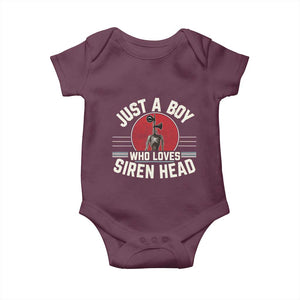 Funny Just A Boy Who Loves Siren Head Baby Onesie Supernatural Cryptid Monster TS11 Maroon Print Your Wear