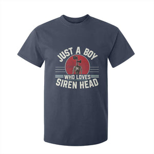 Funny Just A Boy Who Loves Siren Head T Shirt For Kid Supernatural Cryptid Monster TS11 Navy Print Your Wear