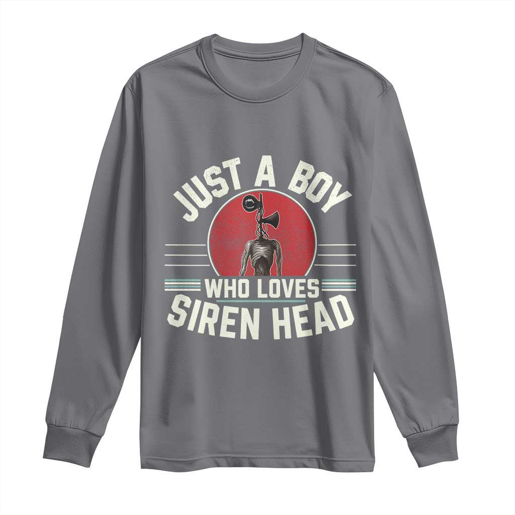 Funny Just A Boy Who Loves Siren Head Long Sleeve Shirt Supernatural Cryptid Monster TS11 Charcoal Print Your Wear