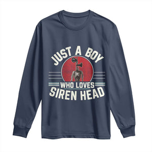 Funny Just A Boy Who Loves Siren Head Long Sleeve Shirt Supernatural Cryptid Monster TS11 Navy Print Your Wear