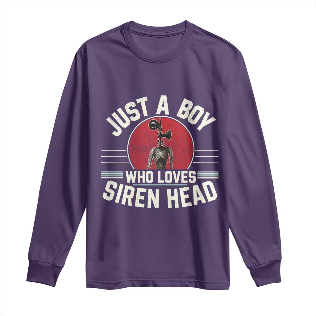 Funny Just A Boy Who Loves Siren Head Long Sleeve Shirt Supernatural Cryptid Monster TS11 Purple Print Your Wear