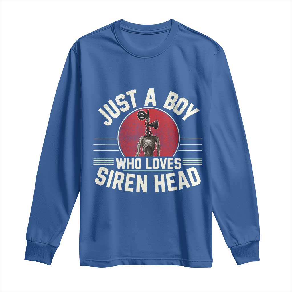 Funny Just A Boy Who Loves Siren Head Long Sleeve Shirt Supernatural Cryptid Monster TS11 Royal Blue Print Your Wear
