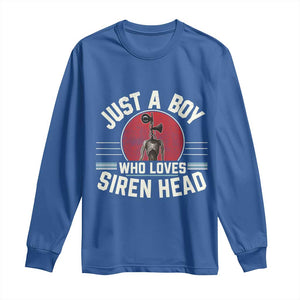 Funny Just A Boy Who Loves Siren Head Long Sleeve Shirt Supernatural Cryptid Monster TS11 Royal Blue Print Your Wear