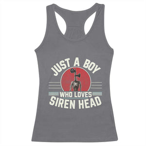 Funny Just A Boy Who Loves Siren Head Racerback Tank Top Supernatural Cryptid Monster TS11 Charcoal Print Your Wear