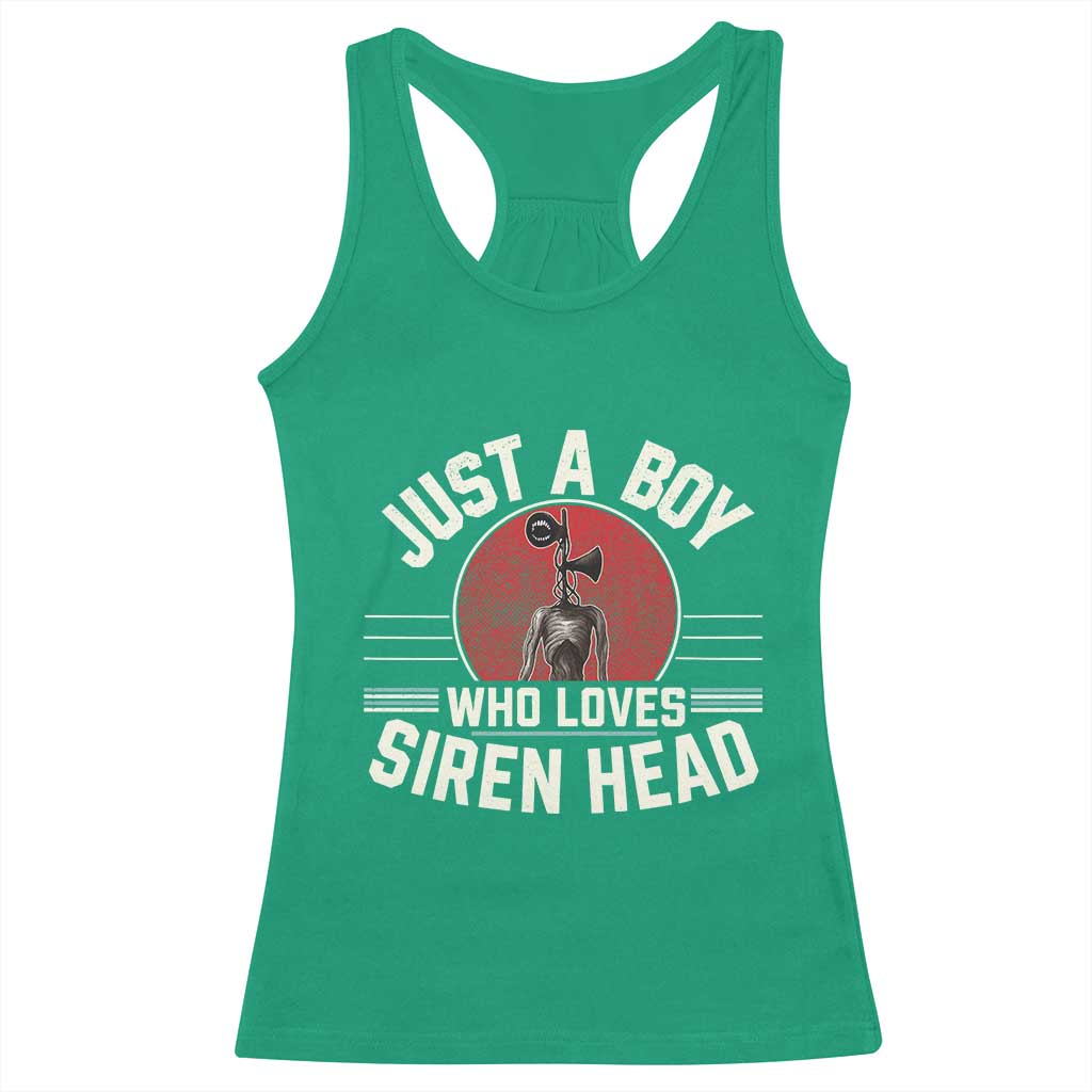 Funny Just A Boy Who Loves Siren Head Racerback Tank Top Supernatural Cryptid Monster TS11 Irish Green Print Your Wear