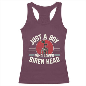 Funny Just A Boy Who Loves Siren Head Racerback Tank Top Supernatural Cryptid Monster TS11 Maroon Print Your Wear