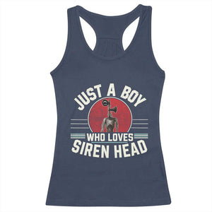 Funny Just A Boy Who Loves Siren Head Racerback Tank Top Supernatural Cryptid Monster TS11 Navy Print Your Wear