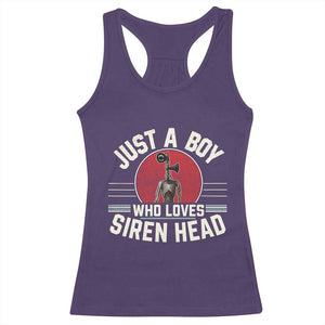 Funny Just A Boy Who Loves Siren Head Racerback Tank Top Supernatural Cryptid Monster TS11 Purple Print Your Wear