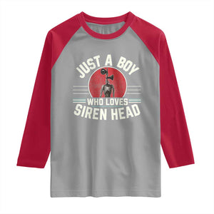 Funny Just A Boy Who Loves Siren Head Raglan Shirt Supernatural Cryptid Monster TS11 Sport Gray Red Print Your Wear