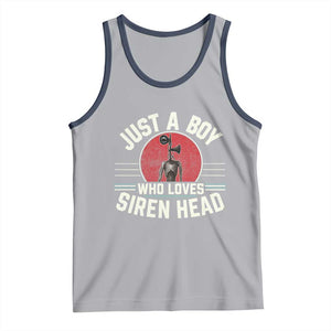 Funny Just A Boy Who Loves Siren Head Tank Top Supernatural Cryptid Monster TS11 Athletic Heather Navy Print Your Wear
