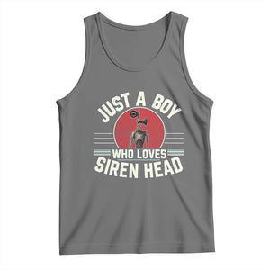 Funny Just A Boy Who Loves Siren Head Tank Top Supernatural Cryptid Monster TS11 Black Heather Print Your Wear