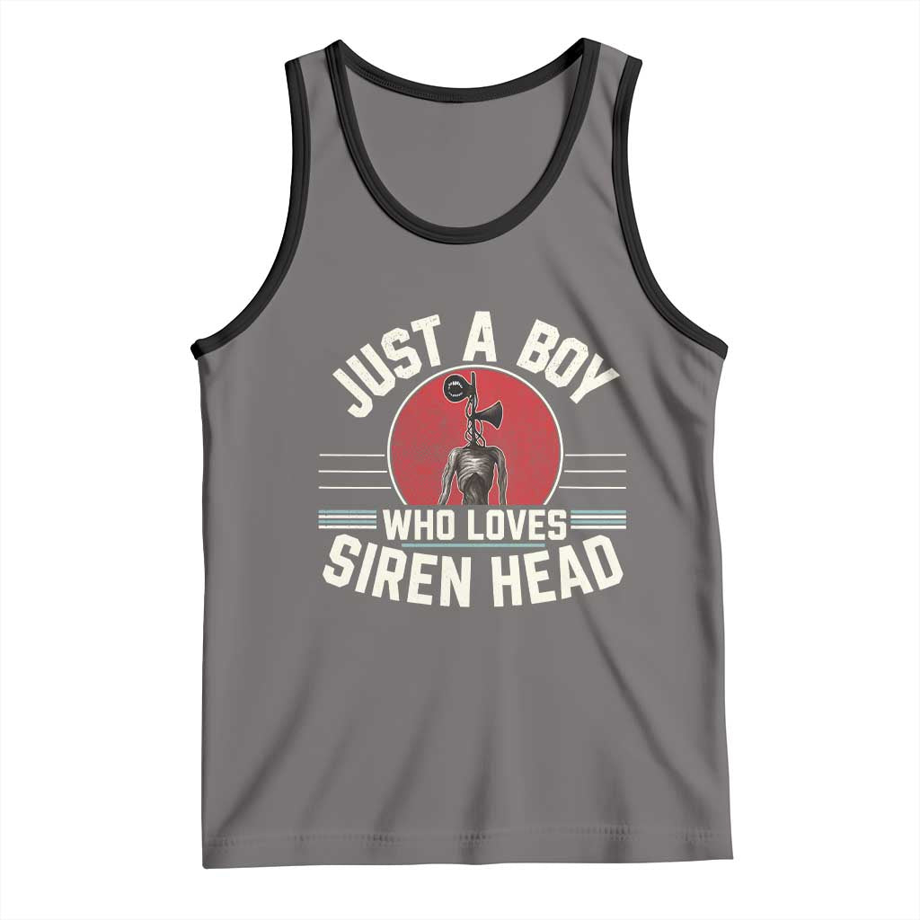 Funny Just A Boy Who Loves Siren Head Tank Top Supernatural Cryptid Monster TS11 Deep Heather Black Print Your Wear