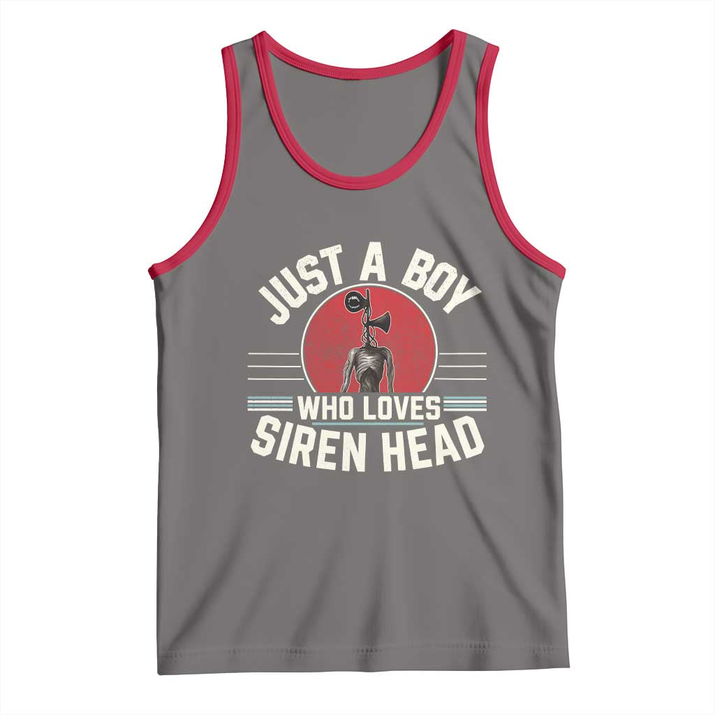 Funny Just A Boy Who Loves Siren Head Tank Top Supernatural Cryptid Monster TS11 Deep Heather Red Print Your Wear