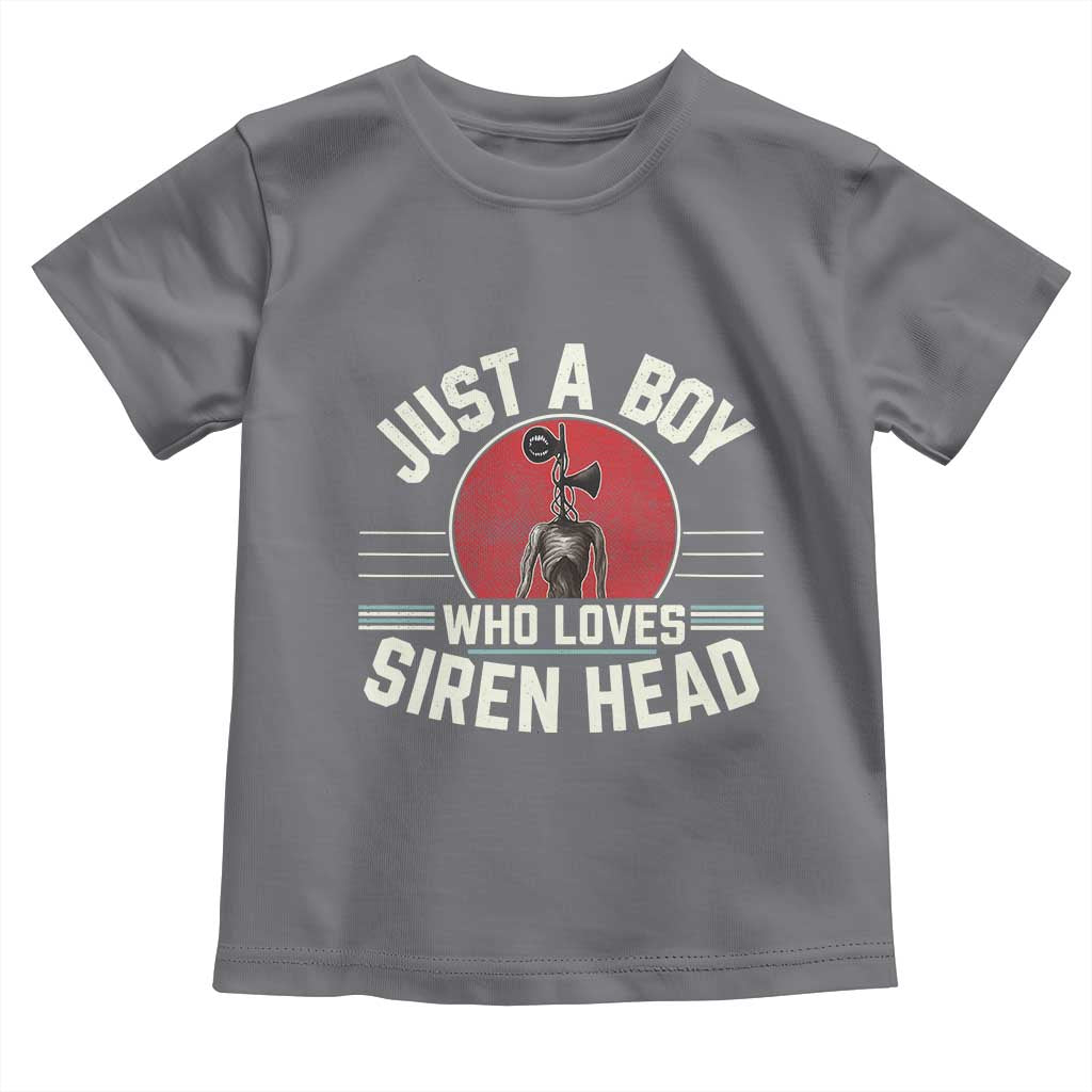Funny Just A Boy Who Loves Siren Head Toddler T Shirt Supernatural Cryptid Monster TS11 Charcoal Print Your Wear