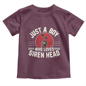 Funny Just A Boy Who Loves Siren Head Toddler T Shirt Supernatural Cryptid Monster TS11 Maroon Print Your Wear