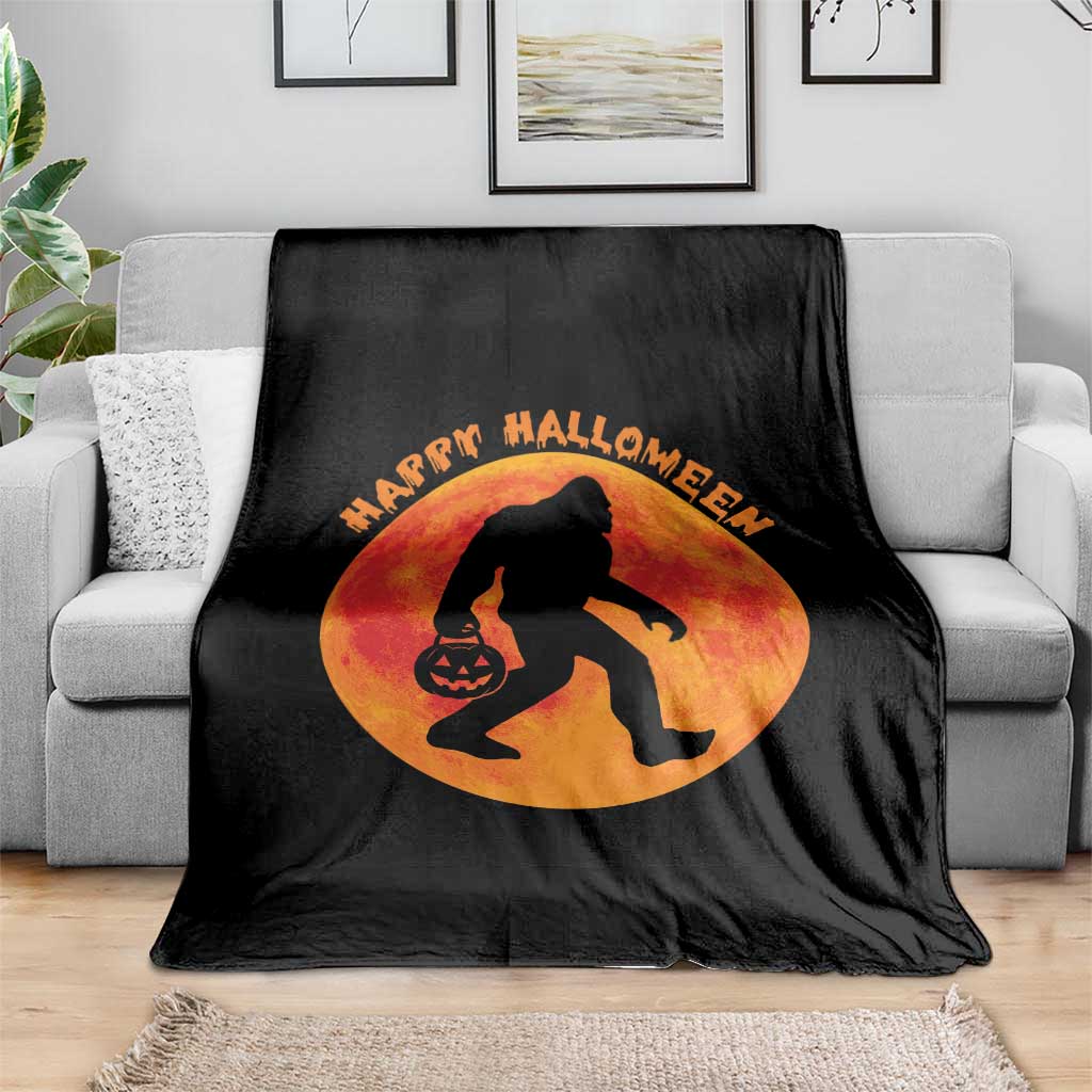 Funny Halloween Bigfoot Throw Blanket Sasquatch Full Moon Jack O Lantern TS11 Print Your Wear