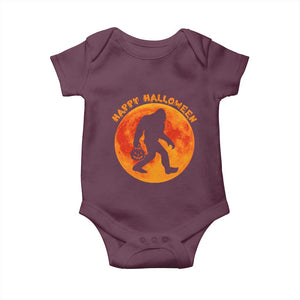 Funny Halloween Bigfoot Baby Onesie Sasquatch Full Moon Jack O Lantern TS11 Maroon Print Your Wear