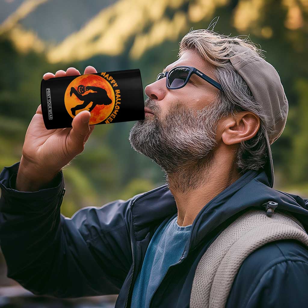 Funny Halloween Bigfoot 4 in 1 Can Cooler Tumbler Sasquatch Full Moon Jack O Lantern TS11 Print Your Wear