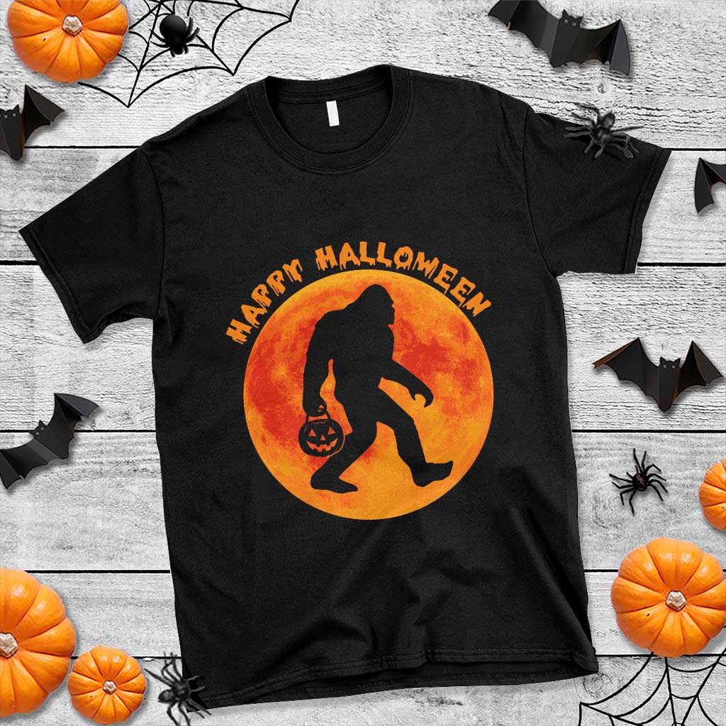 Funny Halloween Bigfoot T Shirt Sasquatch Full Moon Jack O Lantern TS11 Black Print Your Wear