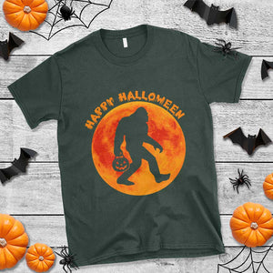 Funny Halloween Bigfoot T Shirt Sasquatch Full Moon Jack O Lantern TS11 Dark Forest Green Print Your Wear