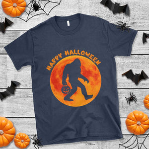Funny Halloween Bigfoot T Shirt Sasquatch Full Moon Jack O Lantern TS11 Navy Print Your Wear