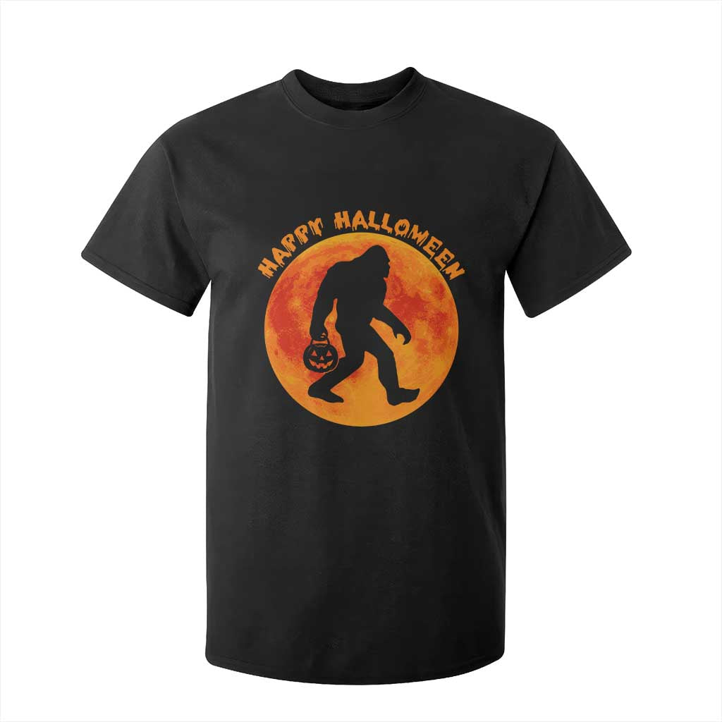 Funny Halloween Bigfoot T Shirt For Kid Sasquatch Full Moon Jack O Lantern TS11 Black Print Your Wear