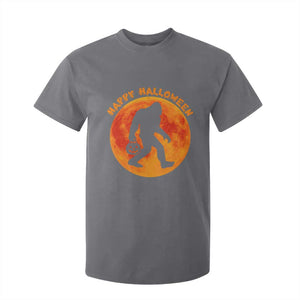 Funny Halloween Bigfoot T Shirt For Kid Sasquatch Full Moon Jack O Lantern TS11 Charcoal Print Your Wear