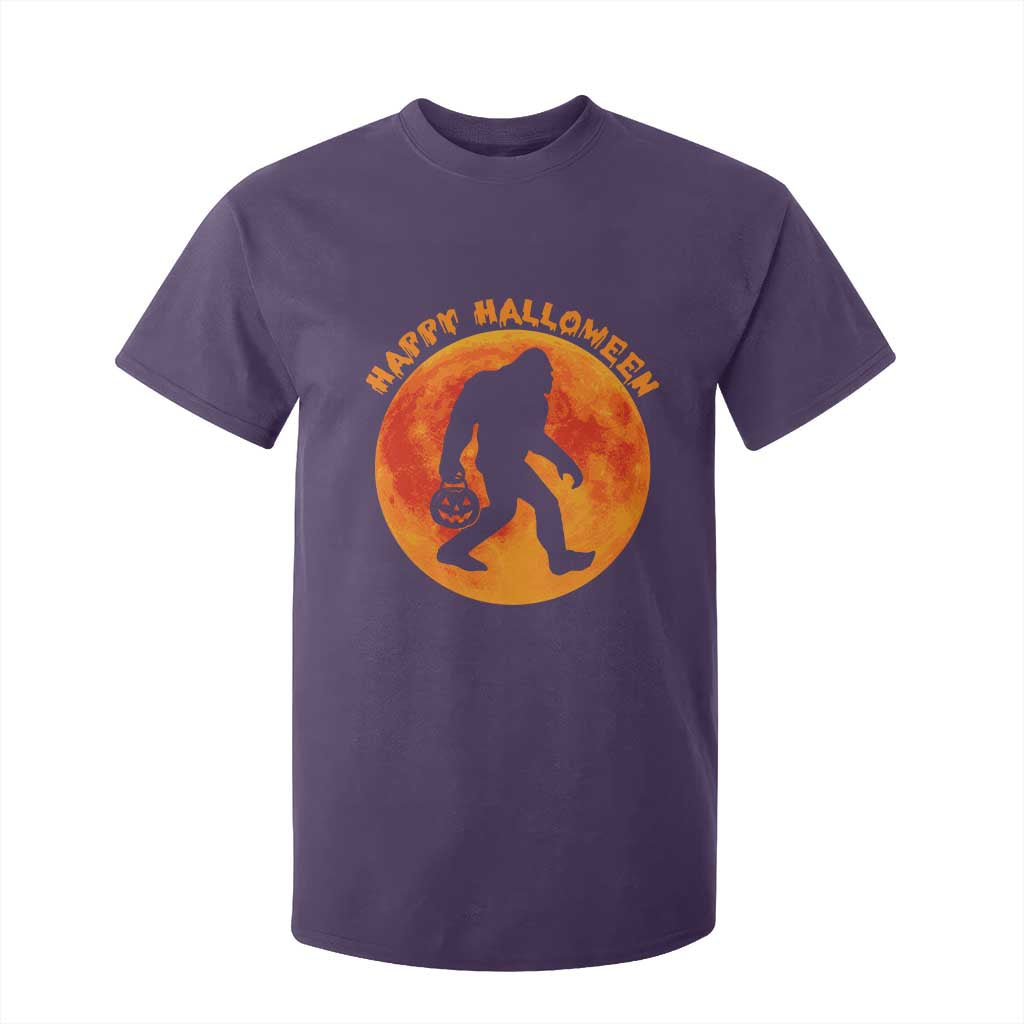 Funny Halloween Bigfoot T Shirt For Kid Sasquatch Full Moon Jack O Lantern TS11 Purple Print Your Wear