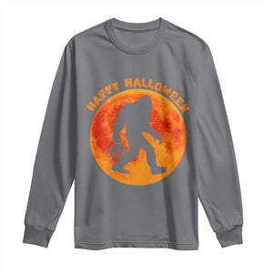 Funny Halloween Bigfoot Long Sleeve Shirt Sasquatch Full Moon Jack O Lantern TS11 Charcoal Print Your Wear