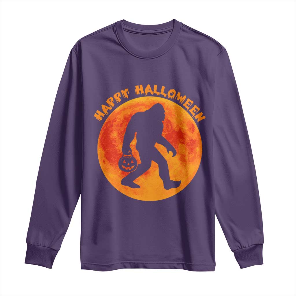 Funny Halloween Bigfoot Long Sleeve Shirt Sasquatch Full Moon Jack O Lantern TS11 Purple Print Your Wear
