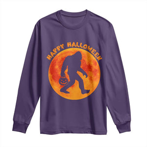 Funny Halloween Bigfoot Long Sleeve Shirt Sasquatch Full Moon Jack O Lantern TS11 Purple Print Your Wear