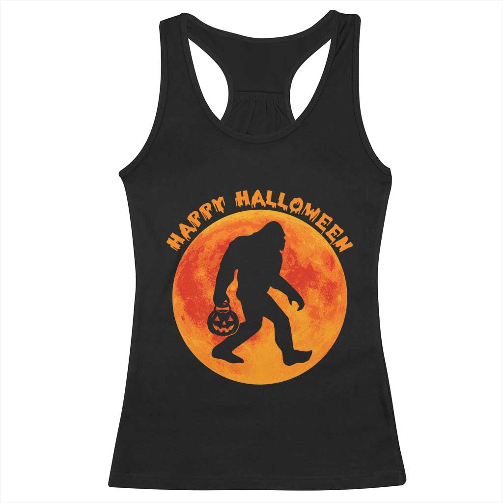 Funny Halloween Bigfoot Racerback Tank Top Sasquatch Full Moon Jack O Lantern TS11 Black Print Your Wear