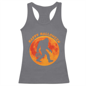 Funny Halloween Bigfoot Racerback Tank Top Sasquatch Full Moon Jack O Lantern TS11 Charcoal Print Your Wear