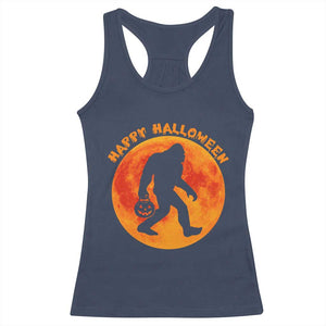 Funny Halloween Bigfoot Racerback Tank Top Sasquatch Full Moon Jack O Lantern TS11 Navy Print Your Wear