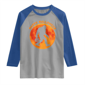 Funny Halloween Bigfoot Raglan Shirt Sasquatch Full Moon Jack O Lantern TS11 Sport Gray Royal Print Your Wear