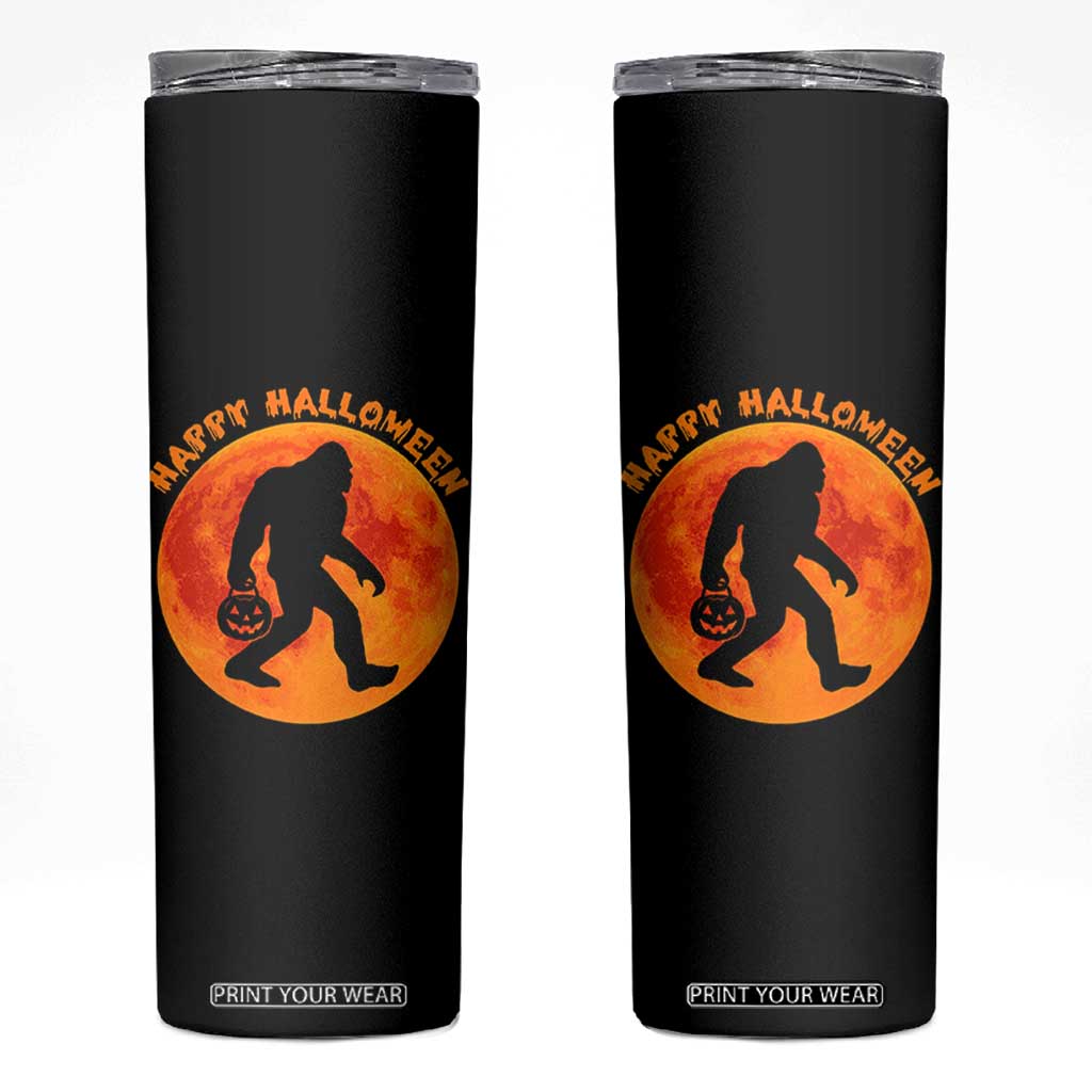 Funny Halloween Bigfoot Skinny Tumbler Sasquatch Full Moon Jack O Lantern TS11 Black Print Your Wear