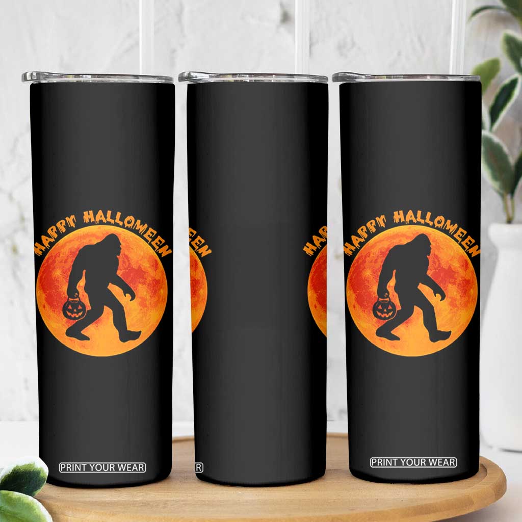 Funny Halloween Bigfoot Skinny Tumbler Sasquatch Full Moon Jack O Lantern TS11 Print Your Wear