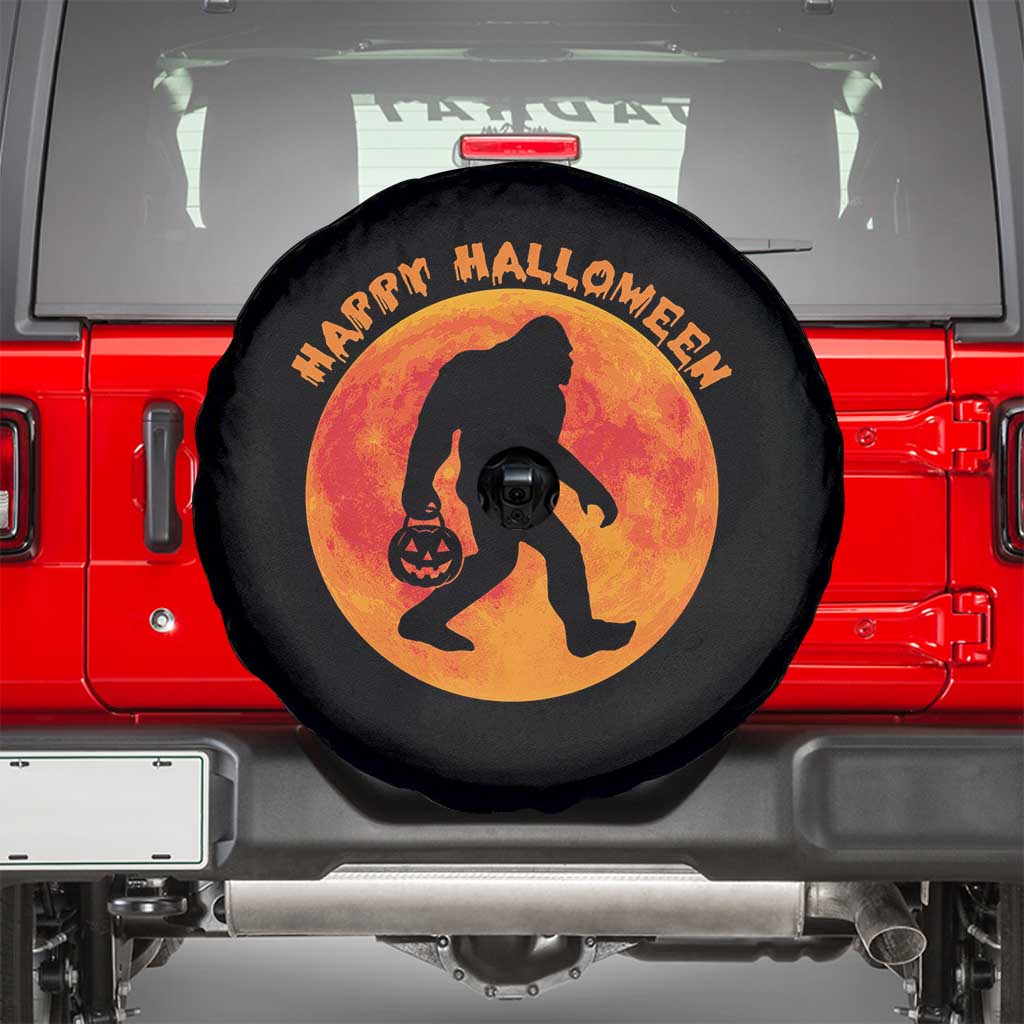 Funny Halloween Bigfoot Spare Tire Cover Sasquatch Full Moon Jack O Lantern TS11 Black Print Your Wear